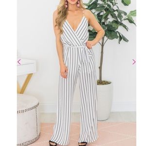 Black & White Striped Jumpsuit